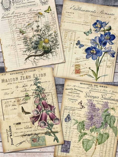Printable Botanical And French Ephemera Papers Botanical Etsy Art