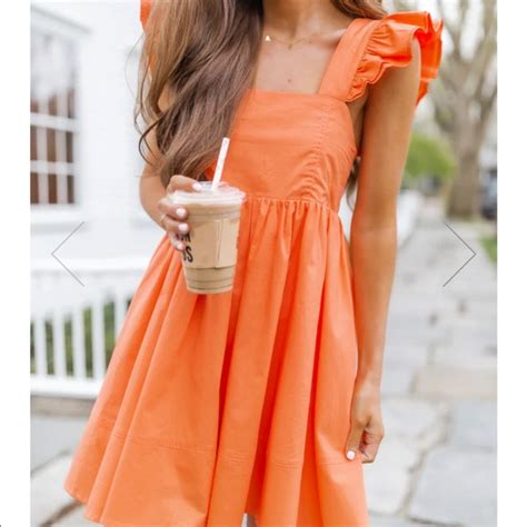 Pink Lily Dresses Caitlin Covington X Pink Lily Orange Ruffle Dress