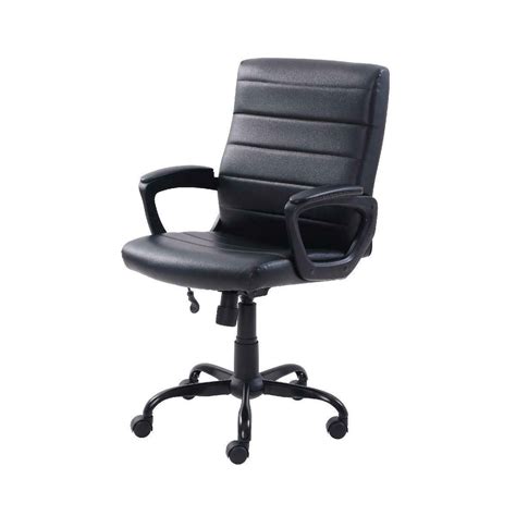 Mainstays Bonded Leather Mid Back Managers Office Chair Black