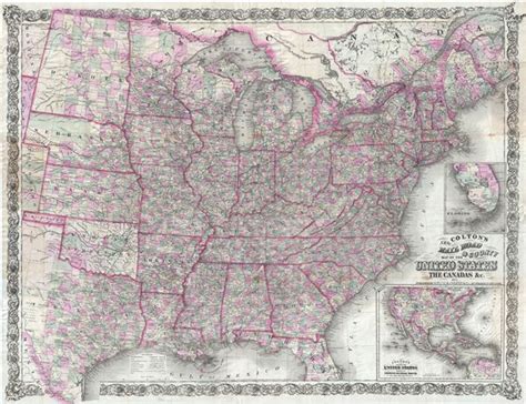 Coltons New Railroad And County Map Of The United States The Canadas