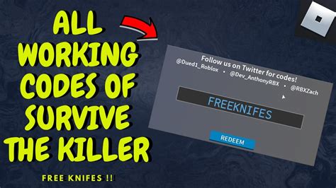 Survive The Killer All Working Code Free Knife Roblox Youtube