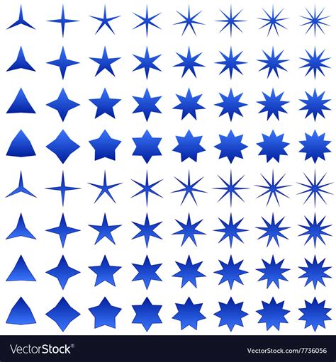 Blue Star Symbol Set Royalty Free Vector Image