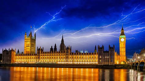 Photos London Big Ben England United Kingdom Lightning Sky 2560x1440