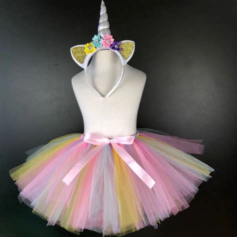 Girls Unicorn Rainbow Tutu Skirts Kids Tulle Skirts Ballet Tutu
