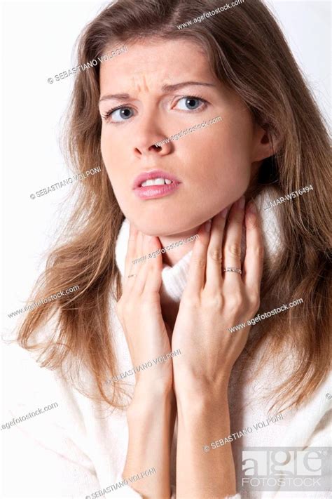 Woman Sore Throat Stock Photo Picture And Rights Managed Image Pic Mar W Agefotostock