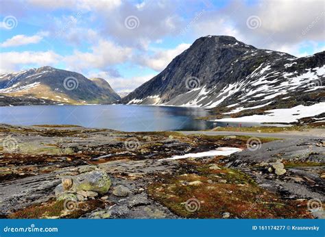 Nordic Landscape With Mountains And Lake Water Stock Image Image Of