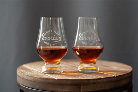 2 two authentic glencairn bourbon whiskey glasses engraved with nose your bourbon logo etsy
