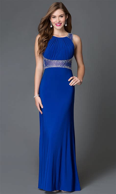 Blue Open-Back Cobalt Blue Prom Dress - PromGirl