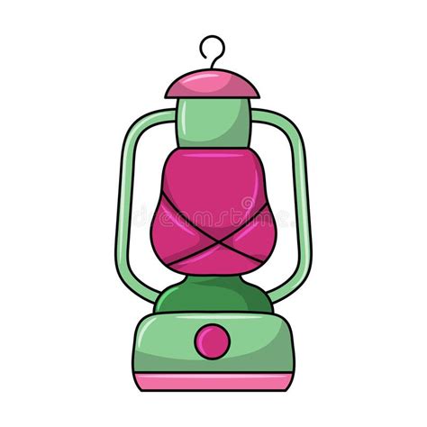 Vintage Camping Lantern Colored Vector Illustration Stock Vector