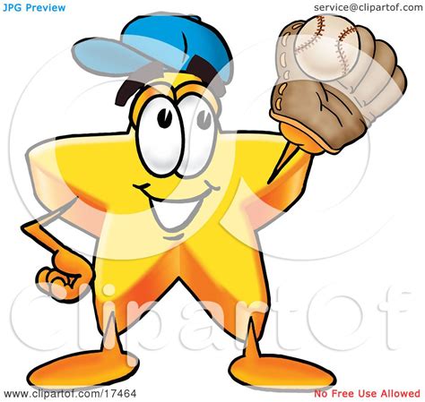 Clipart Picture Of A Star Mascot Cartoon Character Catching A Baseball
