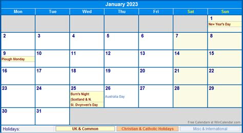 2023 United States Calendar With Holidays 2023 Calendar Templates And