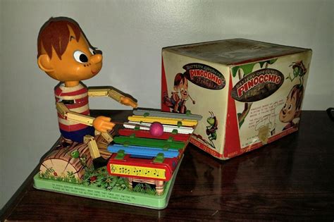 Battery Operated Pinocchio Xylophone Player W Box 1962 Japan Works