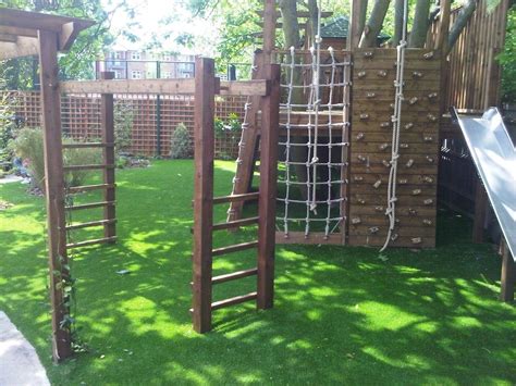 Wooden Climbing Frame With Artificial Grass Playground Selhurst London