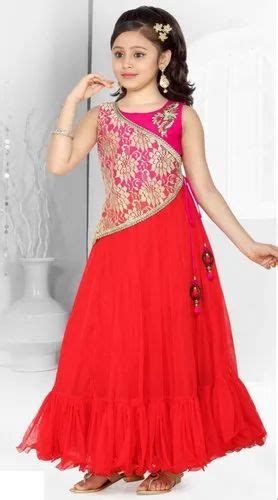 Party Wear Red Georgette Designer Readymade Kids Gown At Best Price In