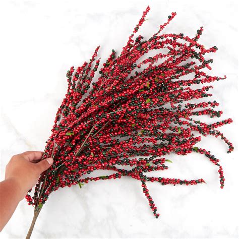 Mixed Reds Artificial Tiny Berry Spray Stems Branches Floral