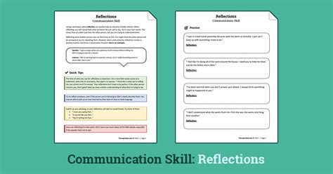 Reflections Communication Skill Worksheet Therapist Aid Therapy