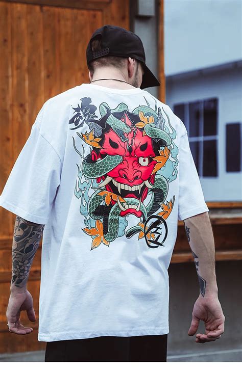 Hip Hop T Shirt Men Snake Ghost Harajuku Streetwear Cotton Tee Back