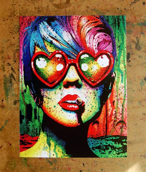 Signed Art Print Punk Rock Pop Art Rainbow Splatter Portrait Etsy