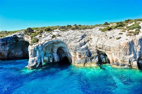 Blue Caves On Zakynthos Island Greece Stock Photo Image Of Hole