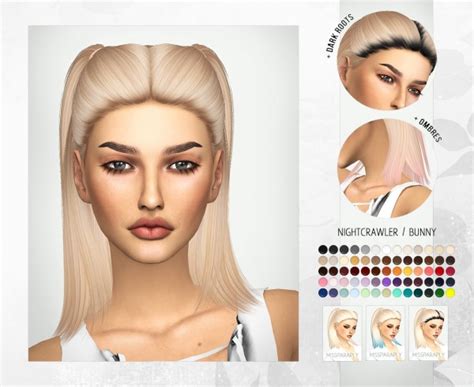 Sims 4 Hairs Miss Paraply Nightcrawler`s Bunny Hair Retextured