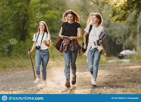 Groups Of Friends Camping In The Forest Stock Image Image Of Hiking