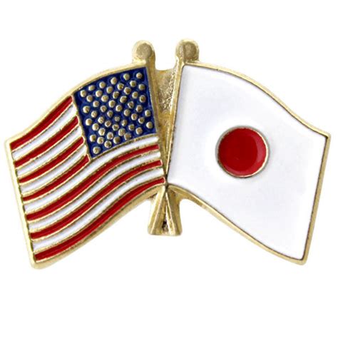 United States And Japan Crossed Flags Lapel Pin Usamm