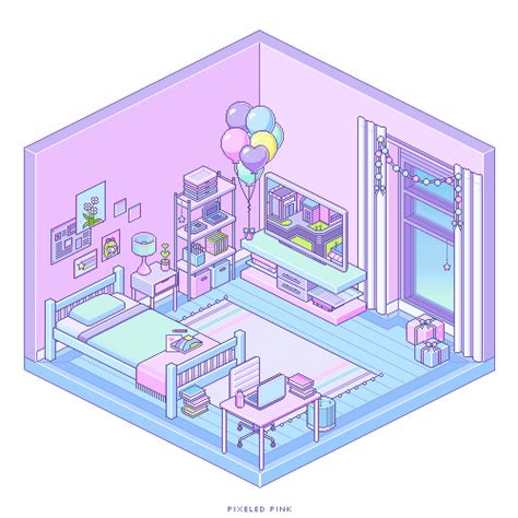Isometric Pixel Room Birthday Bedroom By Pixeled Pink On Deviantart