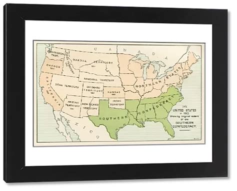 Framed Print Of Southern Confederacy Map 1895 Available As Framed