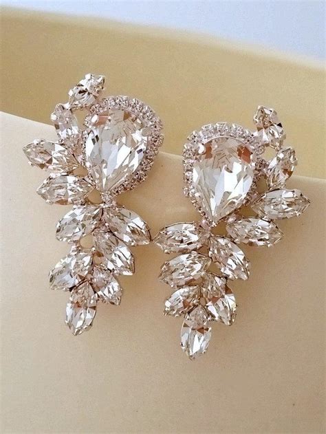 Crystal Bridal Earrings Crystal Statement Stud Earrings Extra Large