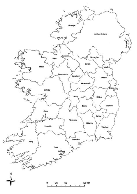 Map Of Irish Counties Royalty Free Editable Vector Ma