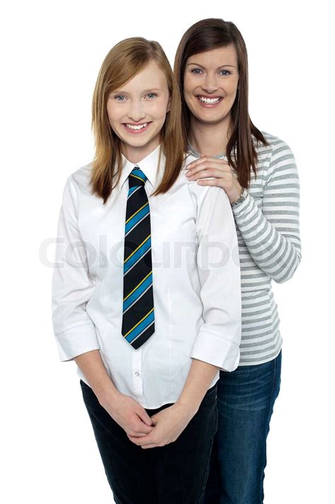 Blonde Mother And Daughter Posing Together Stock Image Colourbox