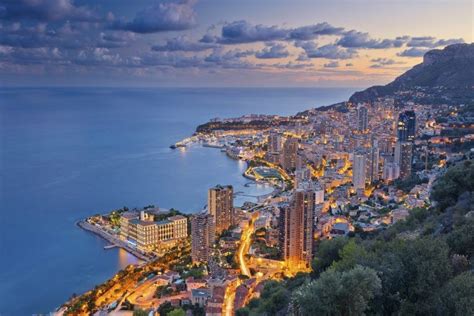 Sea Panoramas Night City Monaco Sky Lights