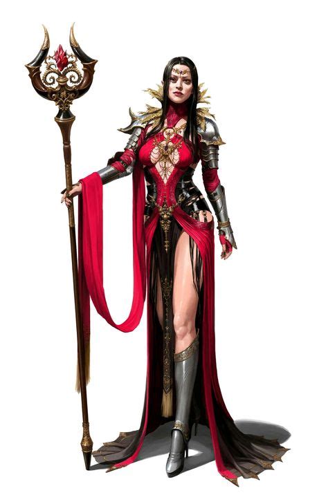 Female Evil Sorcerer With Staff Pathfinder Pfrpg Dnd Dandd D20 Fantasy