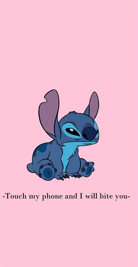 Stitch Touch My Phone And I Will Bite You Wallpaper Iphone Wallpaper Quotes Funny Cartoon