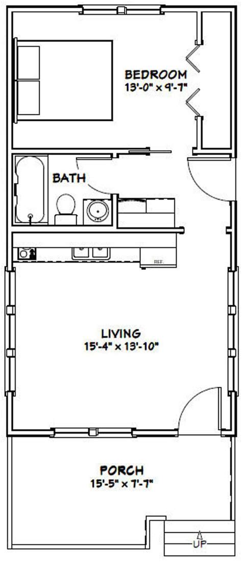 16x30 House 1 Bedroom 1 Bath 480 Sq Ft Pdf Floor Plan Instant Download