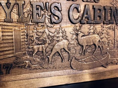 Wood Carved Personalized Cabin Sign Lake Cabin Sign Mountain Cabin