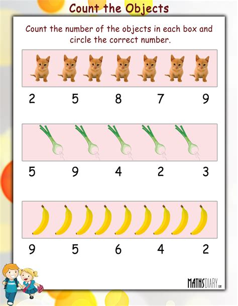 Count The Objects In Each Box And Circle The Answer Math Worksheets