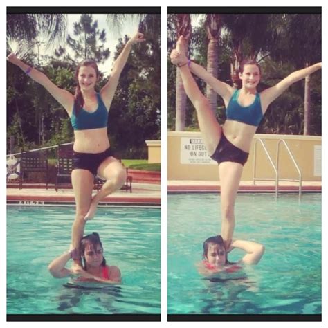 Taylor And I Stunting In The Pool Best Friend Poses Friend Poses Cheerleading