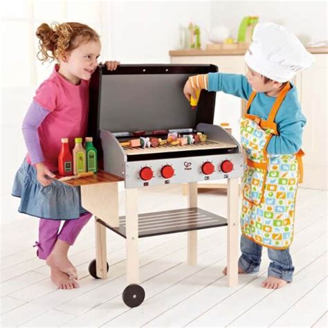 Hape Kids Wooden Gourmet Bbq Grill With Pretend Play Set With Food
