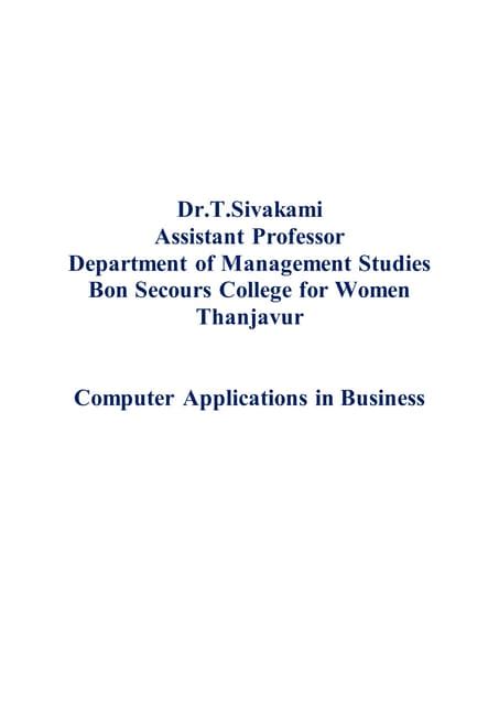 Computer Applications In Business Unit 2 Pdf