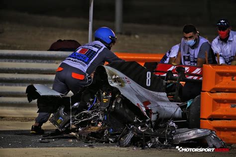 In Photos Grosjean Escapes Horrific Bahrain Gp Crash