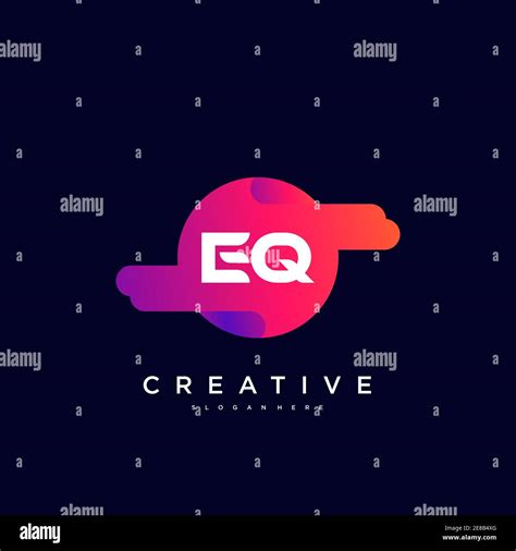 Eq Initial Letter Logo Icon Design Template Elements With Wave Colorful