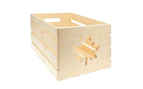 Good Wood By Leisure Arts Wooden Crate With Maple Leaf Cutout Wood
