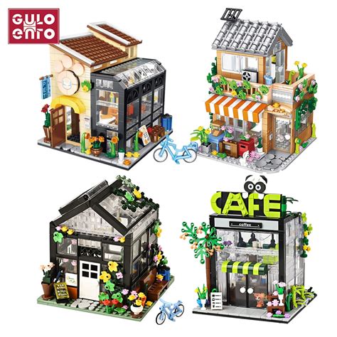 Moc City Street View Flower Shop Cafe Building Blocks Diy Architecture