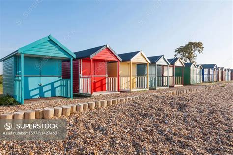 England Hampshire Calshot Beach Huts Superstock