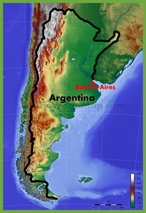 Physical Map Of Argentina Ontheworldmap Com