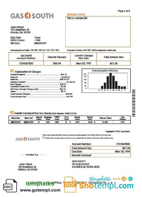 Electric Fake Utility Bill Template