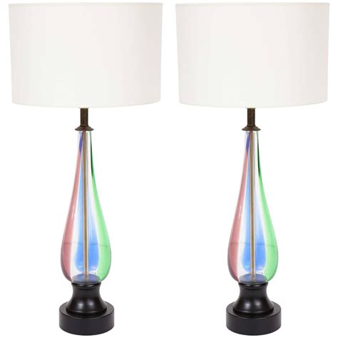 Pair Of 1950s Italian Multi Color Glass Table Lamps For Sale At 1stdibs