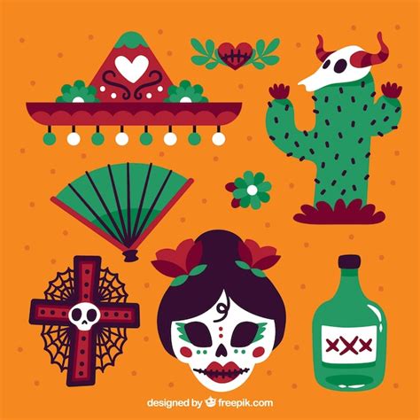 Pack Tradicional De Elementos Mexicanos Vector Gratis