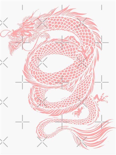 Pink Chinese Japanese Dragon Sticker For Sale By Eddiebalevo Redbubble